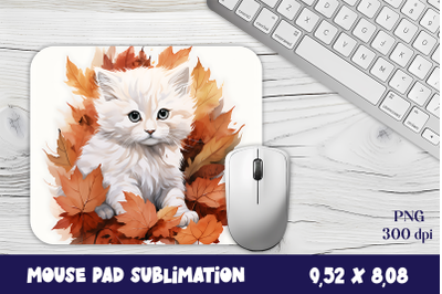 Funny Cute white Cat Mouse Pad