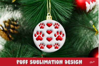 3D Puff Design. Dog Christmas Ornament