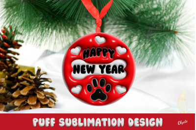 3D Puff Design. Christmas Ornaments Dog