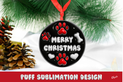 3D Inflated Dog. Christmas Ornament Sign