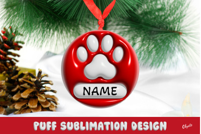 Dog Christmas Ornament. 3D Inflated PNG