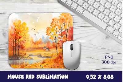 Autumn Mouse Pad Sublimation, Fall Scenery Mouse Pad PNG