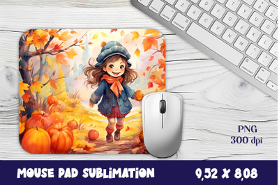 Fall Mouse Pad Sublimation, Girl Mouse Mat Design