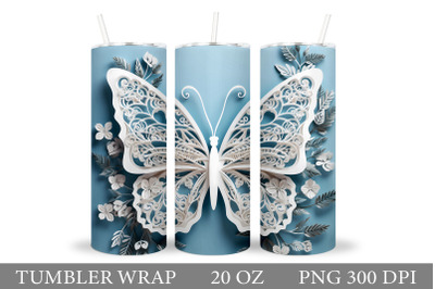 3D Paper Butterfly Tumbler Sublimation