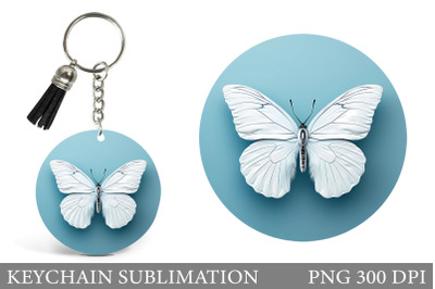 Butterfly Round Keychain. 3D Butterfly Keychain Design