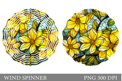 Flowers Wind Spinner. Stained Glass Flowers Spinner Design