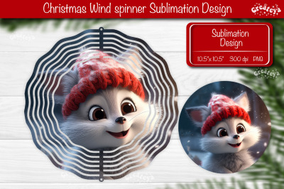 Round Christmas wind spinner Cute Animals Sublimation designs PNG