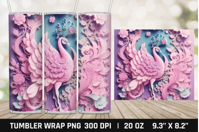 3d Peacock Tumbler PNG | Tumbler PNG Sublimation Designs