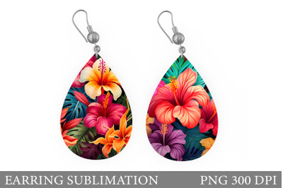 Tropical Flowers Teardrop Earring. 3D Flowers Earring Design