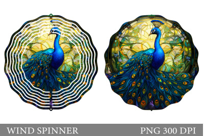 Peacock Spinner Design. Stained Glass Peacock Wind Spinner