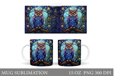 Stained Glass Owl Mug Design. Owl Mug Sublimation