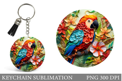 Parrot Keychain Sublimation. Parrot Round Keychain Design