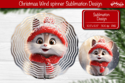 Round Christmas wind spinner Cute Animals Sublimation designs PNG