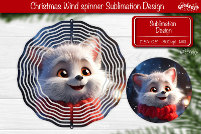 Round Christmas wind spinner Cute Animals Sublimation designs PNG