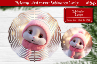 Round Christmas wind spinner Cute Animals Sublimation designs PNG