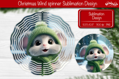 Round Christmas wind spinner Cute Animals Sublimation designs PNG