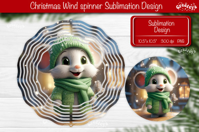 Round Christmas wind spinner Cute Animals Sublimation designs PNG