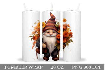 Fall Gnome Tumbler Design. Gnome Flowers Tumbler Sublimation