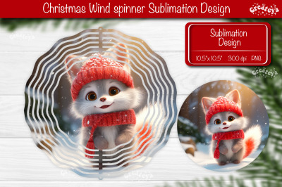 Round Christmas wind spinner Cute Animals Sublimation designs PNG