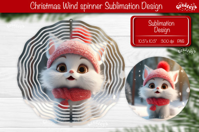 Round Christmas wind spinner Baby Animals  Cat Sublimation designs PNG