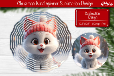 Round Christmas wind spinner Baby Animals Cat Sublimation designs PNG