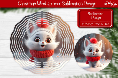 Round Christmas wind spinner Baby Animals Cat Sublimation designs PNG