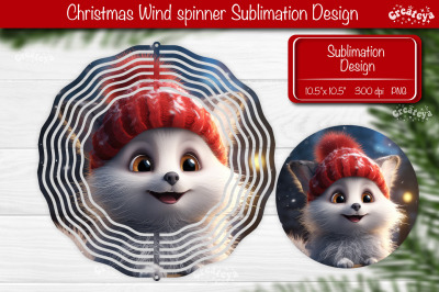 Round Christmas wind spinner Baby Animals Cat Sublimation designs PNG