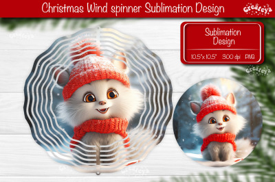 Round Christmas wind spinner Baby Animals Cat Sublimation designs PNG