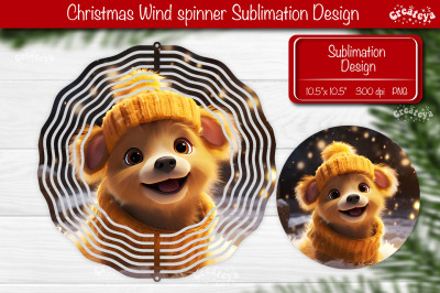 Christmas wind spinner Baby Animals Puppy Sublimation designs PNG