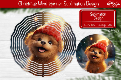 Round Christmas Wind Spinner with Cute Christmas Animals Baby Animals