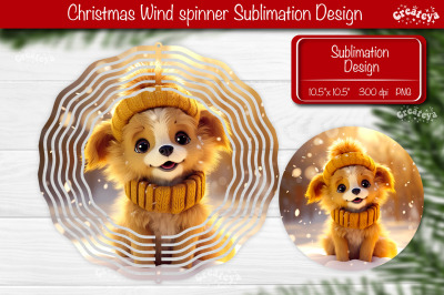 Christmas wind spinner Baby Animals Puppy Sublimation designs PNG