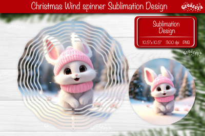 Christmas wind spinner Cute Rabbit Sublimation designs PNG