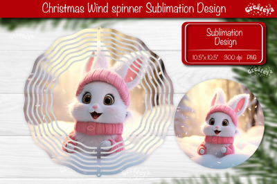 Christmas wind spinner Cute Rabbit Sublimation designs PNG