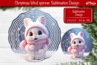 Christmas wind spinner Cute Rabbit Sublimation designs PNG