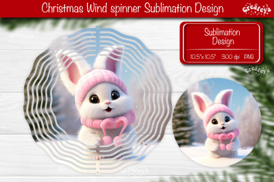 Christmas wind spinner Cute Rabbit Sublimation designs PNG