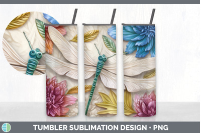 3D Dragonflies Tumbler | Sublimation 20 oz Skinny Tumbler Design