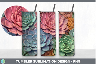 3D Succulents Tumbler | Sublimation 20 oz Skinny Tumbler Design