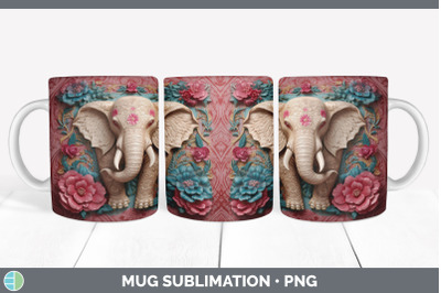 3D Elephant Mug Wrap | Sublimation Coffee Cup Design