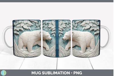 3D Polar Bear Mug Wrap | Sublimation Coffee Cup Design