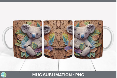 3D Koala Mug Wrap | Sublimation Coffee Cup Design