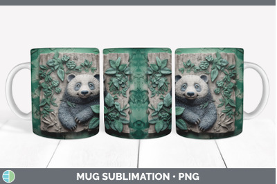3D Panda Bear Mug Wrap | Sublimation Coffee Cup Design