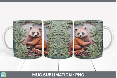 3D Red Panda Mug Wrap | Sublimation Coffee Cup Design