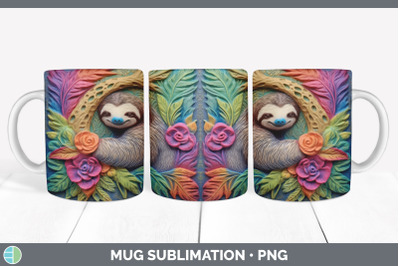 3D Sloth Mug Wrap | Sublimation Coffee Cup Design