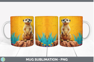 3D Meerkat Mug Wrap | Sublimation Coffee Cup Design