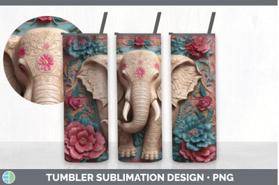 3D Elephant Tumbler | Sublimation 20 oz Skinny Tumbler Design