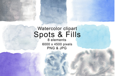 Clipart Watercolor Winter Colors Spot Fill Clipart Set
