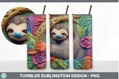3D Sloth Tumbler | Sublimation 20 oz Skinny Tumbler Design