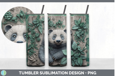 3D Panda Bear Tumbler | Sublimation 20 oz Skinny Tumbler Design
