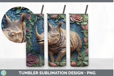 3D Rhino Tumbler | Sublimation 20 oz Skinny Tumbler Design