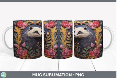 3D Badger Mug Wrap | Sublimation Coffee Cup Design